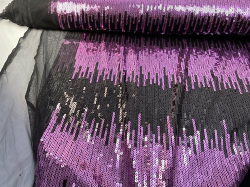Blød tyl - med skiftende pailletter i violet / sort